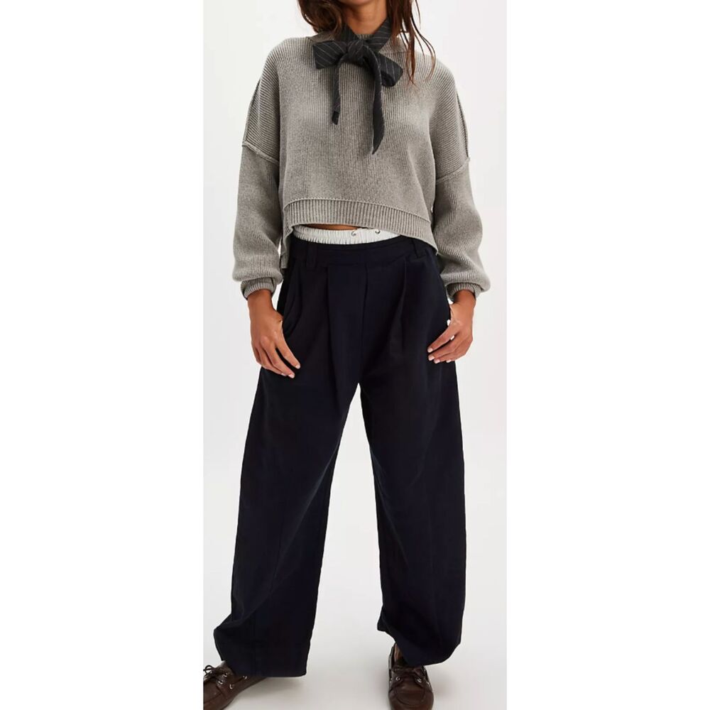 Free People We The Free Good Sport Wide Leg Trousers Navy Size 2